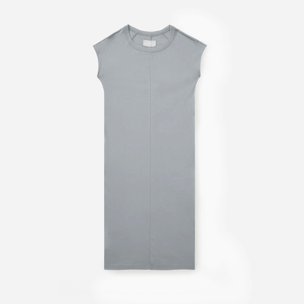 Everlane Lux Cotton Side Slit Tee Dress Faded Sage Size M - Picture 15 of 16